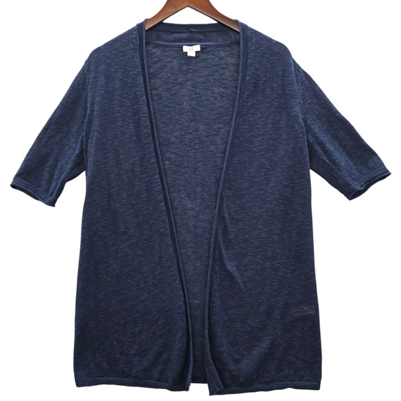 J Jill Cardigan Womens Size Small Blue Open Front Linen Blend Lightweight - Picture 1 of 14